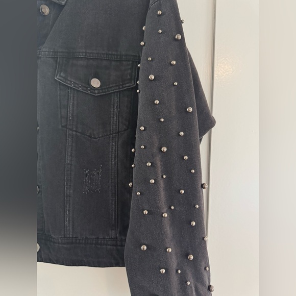 Ci Sono Black Pearl-Studded Jean Jacket - Picture 4 of 4